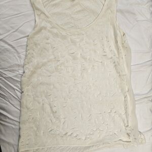 Willi Smith Ivory Textured Sleeveless Blouse Size Medium
